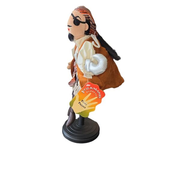 Folkmanis Pirate The Old Buccaneer Patch on Eye Hand Puppet Plush 12 in - Picture 2 of 6